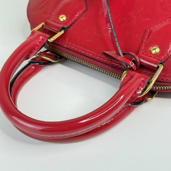 Louis Vuitton Alma BB Red Top Handle Bag Monogram Vernis - Picture 9 of 11